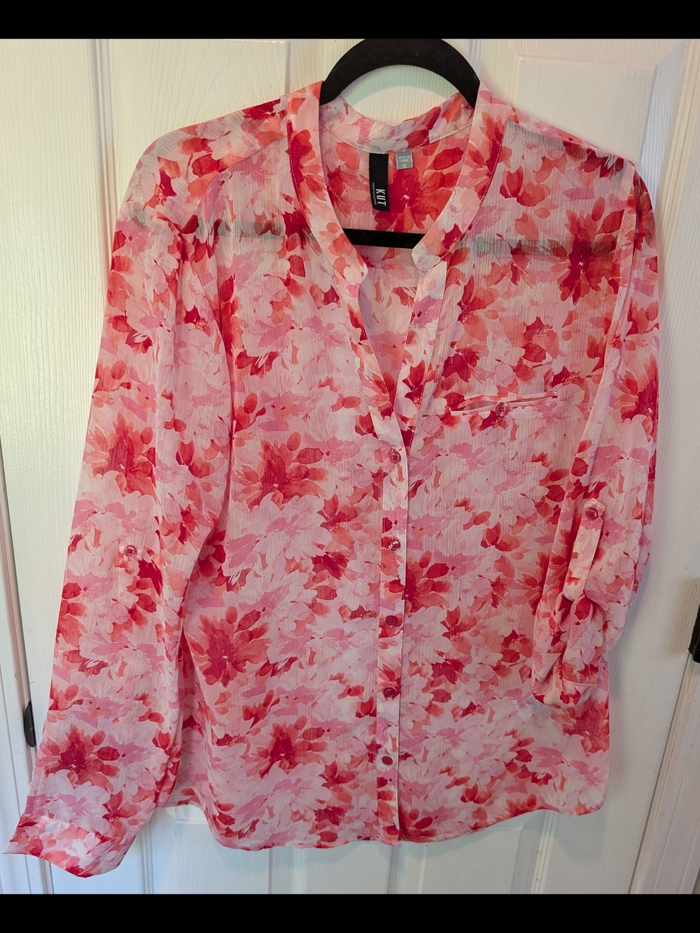 KUT Watercolour Floral Button-Up Blouse Size XL